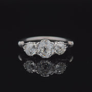 1.20 CTW antique old mine cut three stone natural diamond palladium ring video