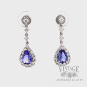 Tanzanite and diamond 14k white gold drop earrings video