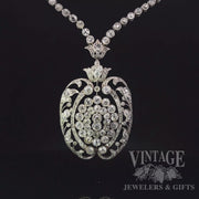 Art Nouveau Platinum and old mine cut diamond 18" necklace. video