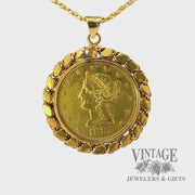 1883 Liberty Gold coin in decorative bezel video