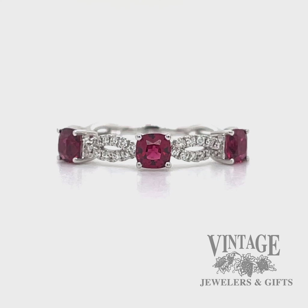 Video Spinel and diamond 18 karat white gold ring band