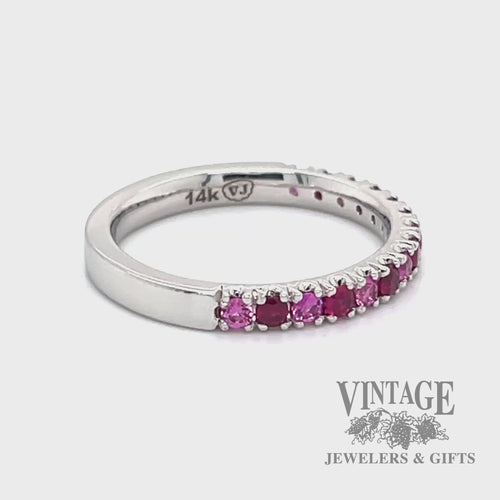 Pink sapphire and ruby 14k white gold Stacker Ring video