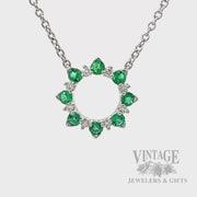 Emerald and diamond circlet 14k white gold 18" necklace video
