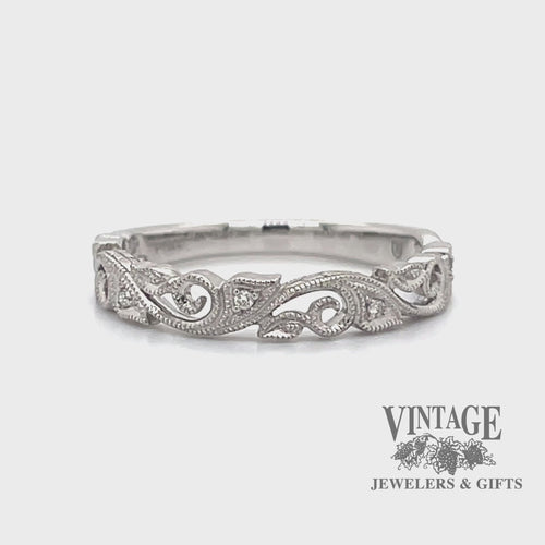 Filigree scroll platinum and diamond ring video