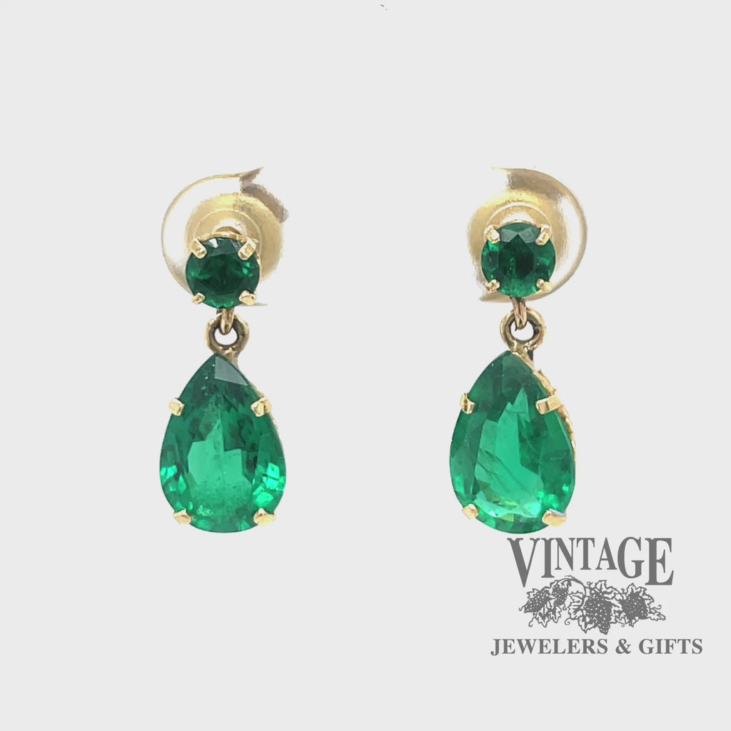 Natural emerald 18ky gold drop earrings Video