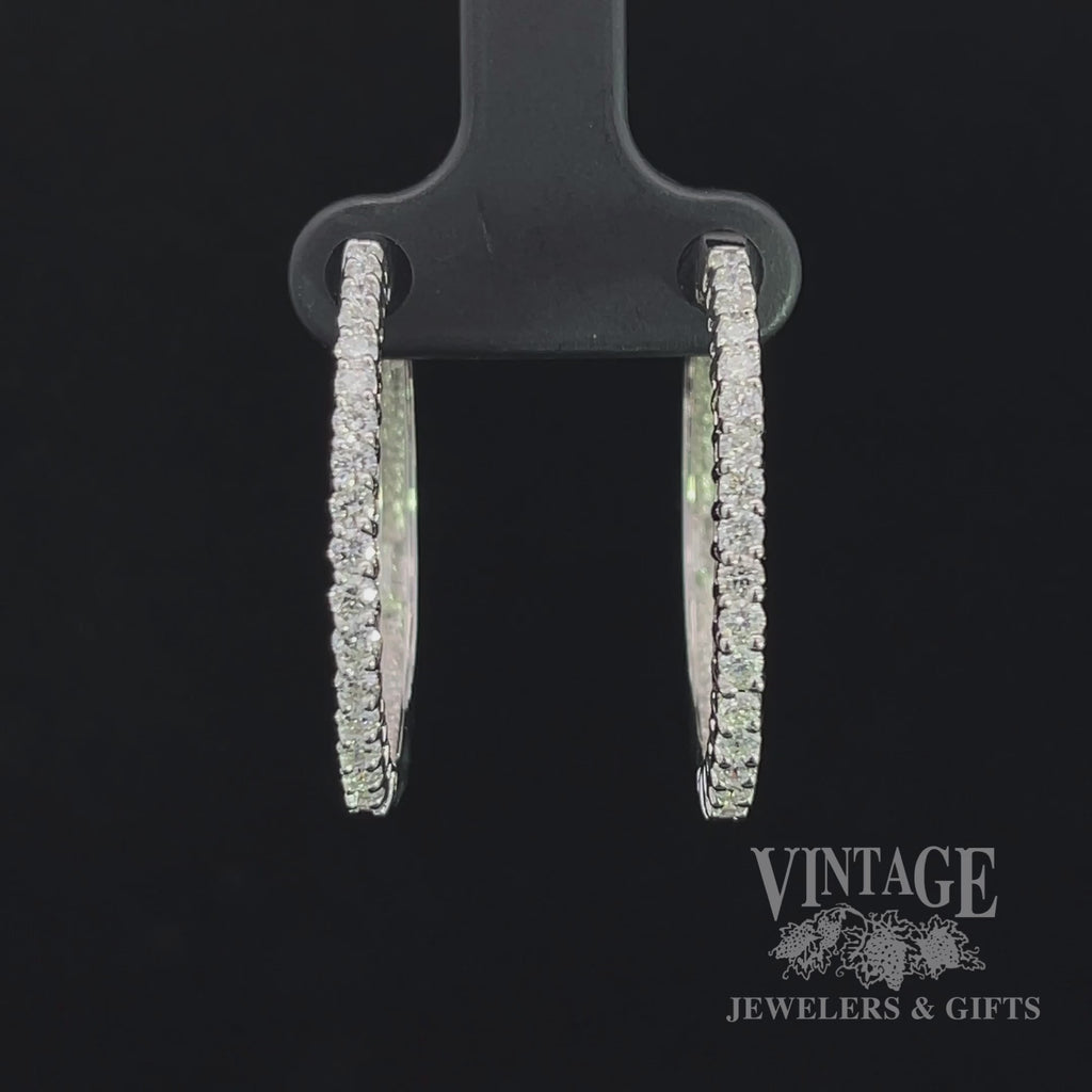 Diamond hinged 14kw gold 28 mm hoop earrings video
