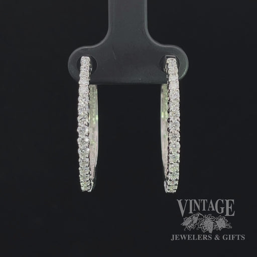 Diamond hinged 14kw gold 28 mm hoop earrings video