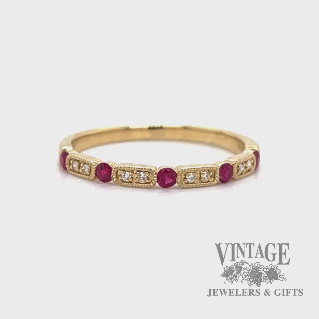 Ruby and diamond 14k gold ring band video