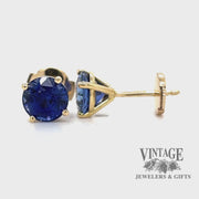2.77 CTW. Natural blue sapphire 18ky gold martini stud earrings video