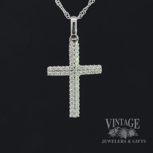 Pave diamond 14kw gold cross necklace video