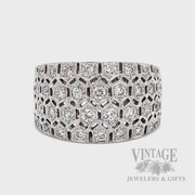 Diamond .90 CTW Honeycomb 14K White Gold Wide Band Ring Video