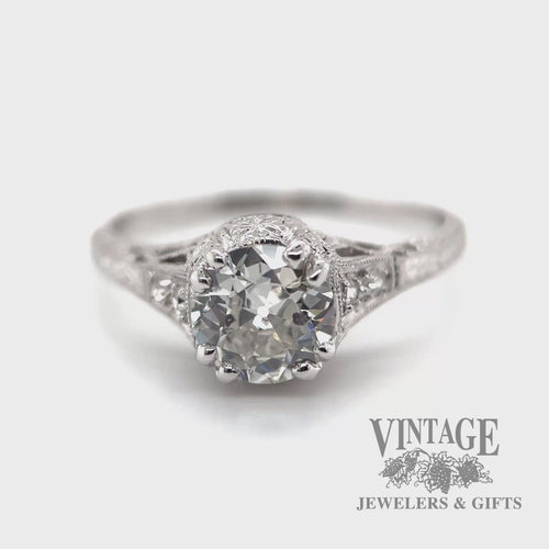 Antique hand engraved platinum and diamond ring video