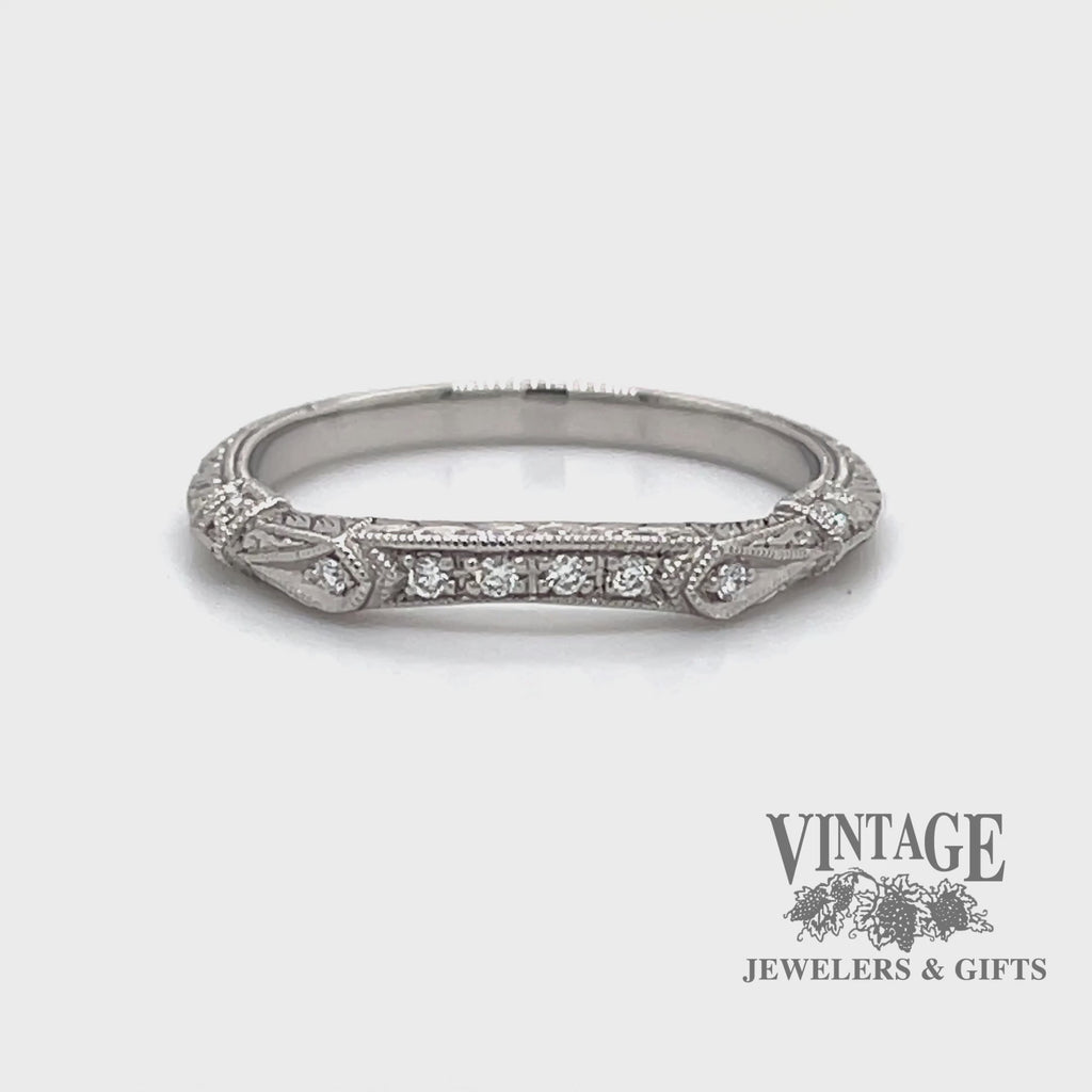 Platinum and diamond hand engraved ring band video