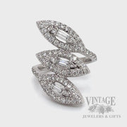 Diamond Leaf 18k White Gold Bypass Ring Video