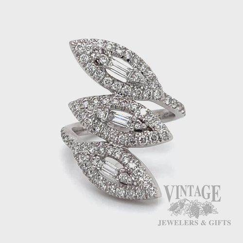 Diamond Leaf 18k White Gold Bypass Ring Video