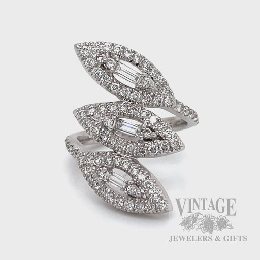 Diamond Leaf 18k White Gold Bypass Ring Video