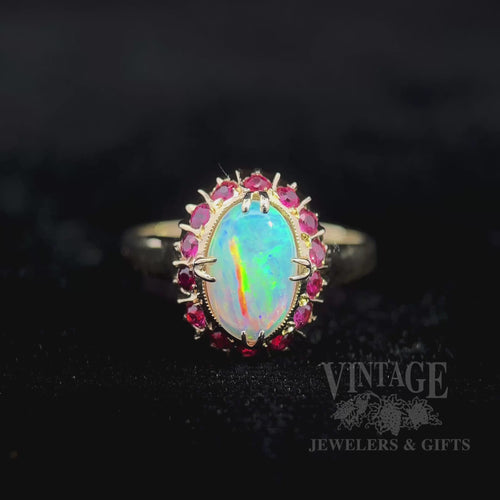 Opal and ruby 11k gold ring video
