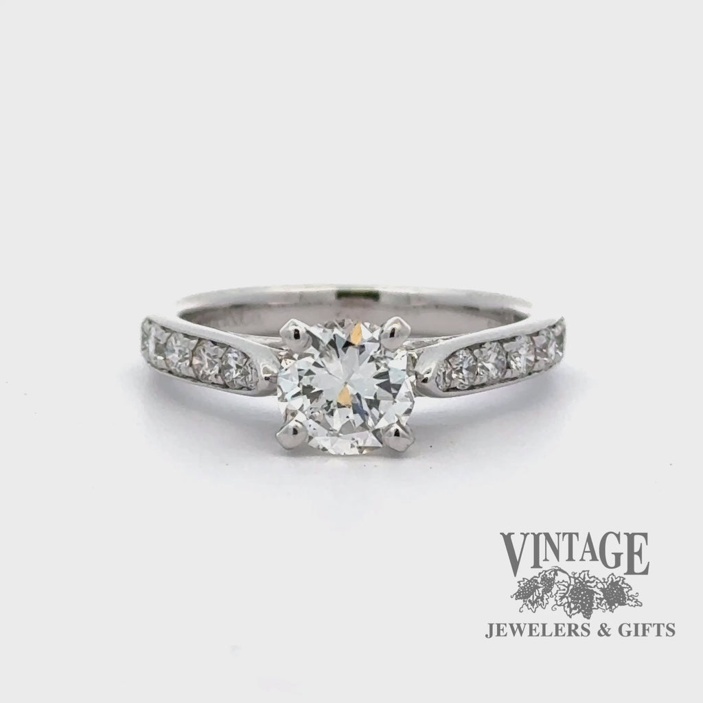 Revolving video of 14 karat white gold 1.4 ctw natural diamond estate engagement ring
