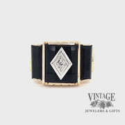 Vintage onyx 10ky gold diamond ring video