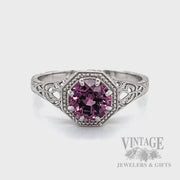 Filigree Lavender Spinel 14k White Gold Ring Video