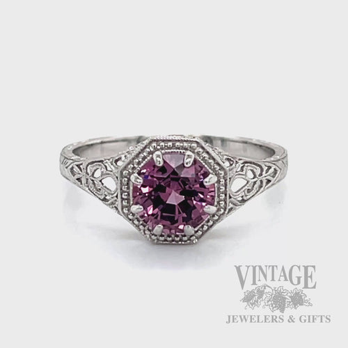 Filigree Lavender Spinel 14k White Gold Ring Video