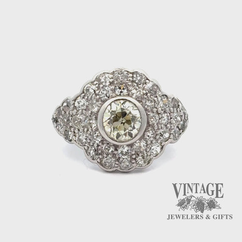 Dazzling revolving video of Antique pave 2.09ctw diamond platinum ring