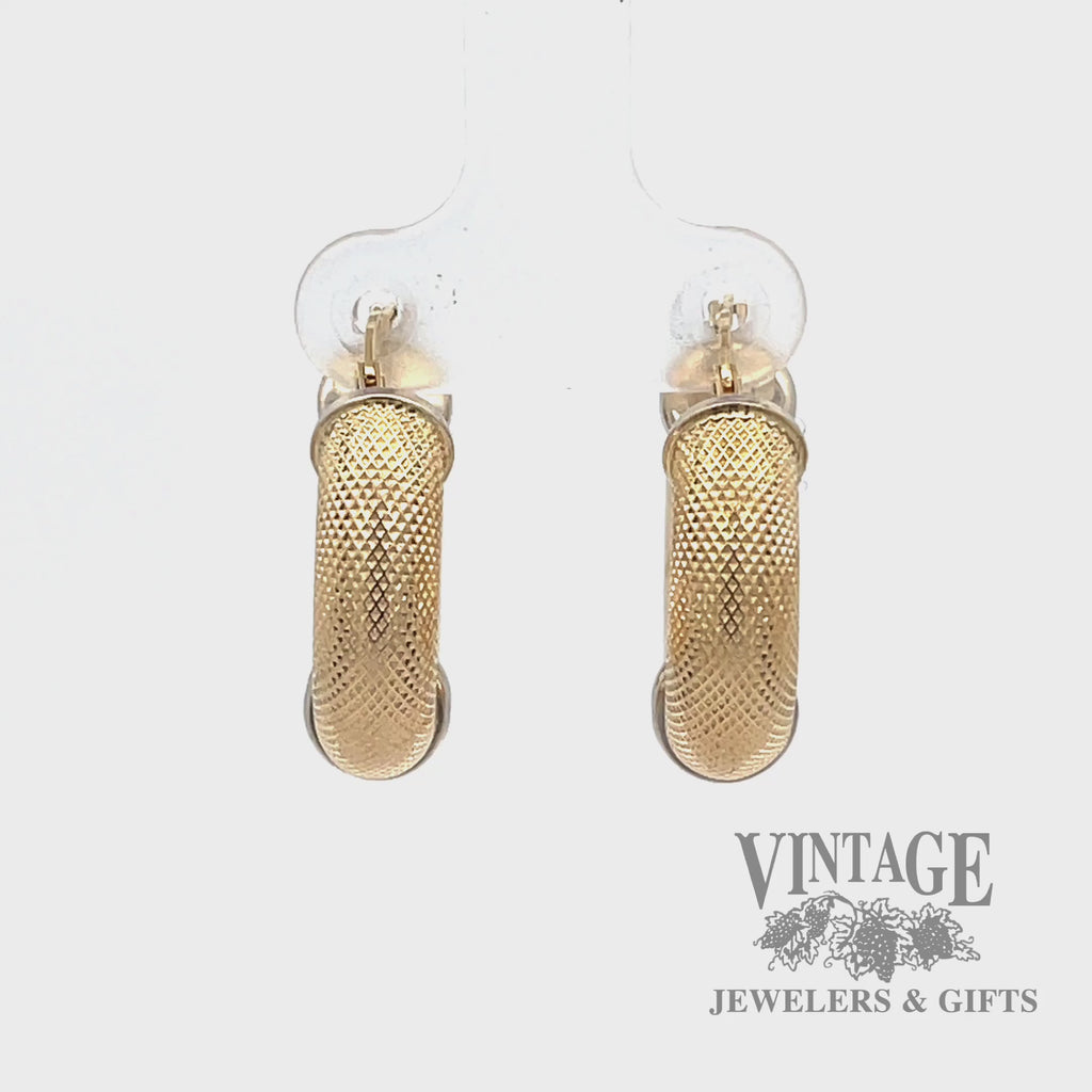 Italian 18k gold textured 22 mm hoop earrings VIDEO