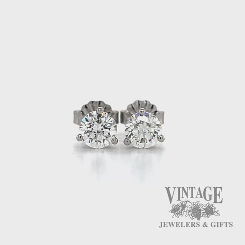1.01 ctw natural diamond platinum stud earrings video