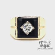 .54 ct. natural diamond and onyx 14ky gold ring video