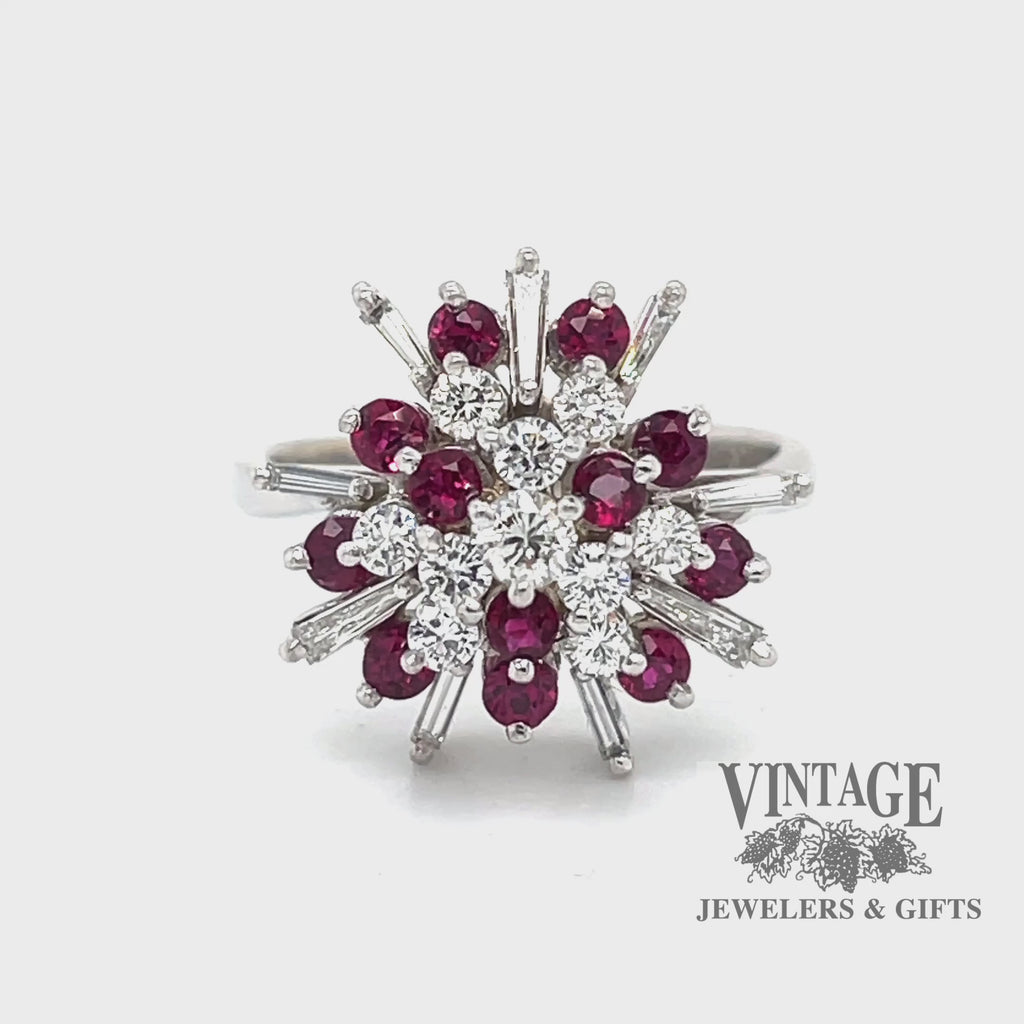 Ruby and diamond 14kw gold ballerina ring video