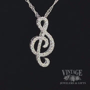 Music note 14 karat white gold and diamond necklace video