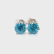 1.54 CTW Blue zircon 5mm round 14KW gold martini stud earrings  video