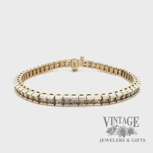 Channel set diamond line 14k gold bracelet video