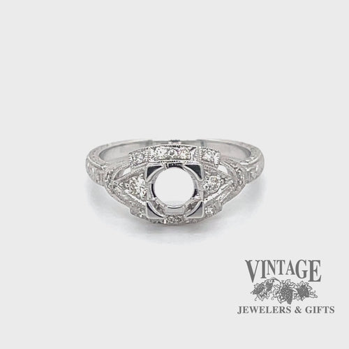 Illusion center 14kw gold and diamond hand engraved ring video