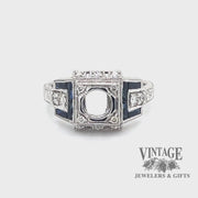 Art deco inspired diamond and sapphire 14kw gold ring video