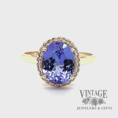 Tanzanite and diamond 10k gold halo ring video