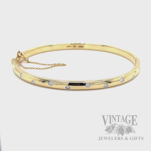 Tiffany & Co. Étoile 0.30 CTW Diamond 18K Gold & Platinum Hinged Bangle Bracelet Video