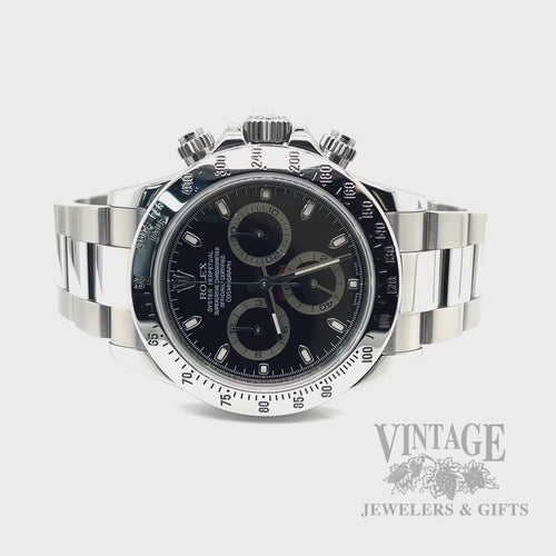 Rolex Cosmograph Daytona 116520 Black Dial Stainless Steel Automatic Chronograph, Pre-Owned Video