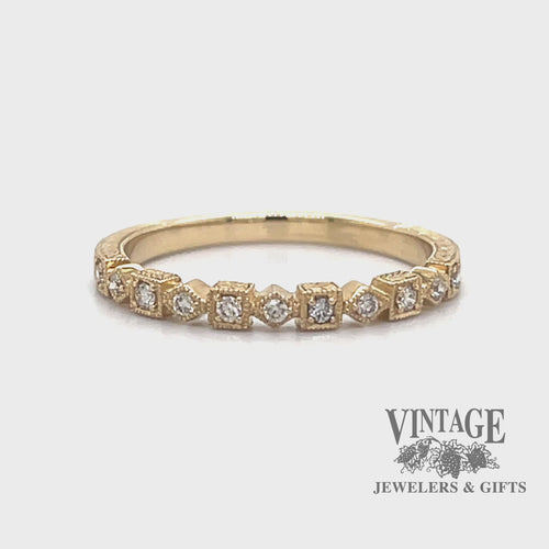 Hand engraved 14ky gold and diamond ring band video