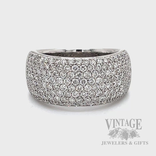 Domed Diamond Pave 14k White Gold Ring Video