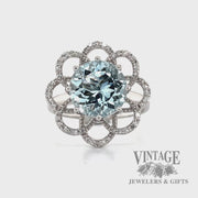 Aquamarine and diamond 14k white gold flower ring video