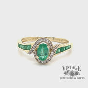 Emerald and diamond bypass 14k gold ring video