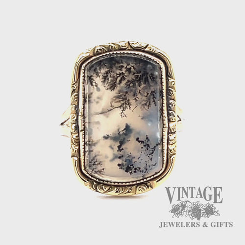 Moss agate 10k gold bezel ring video