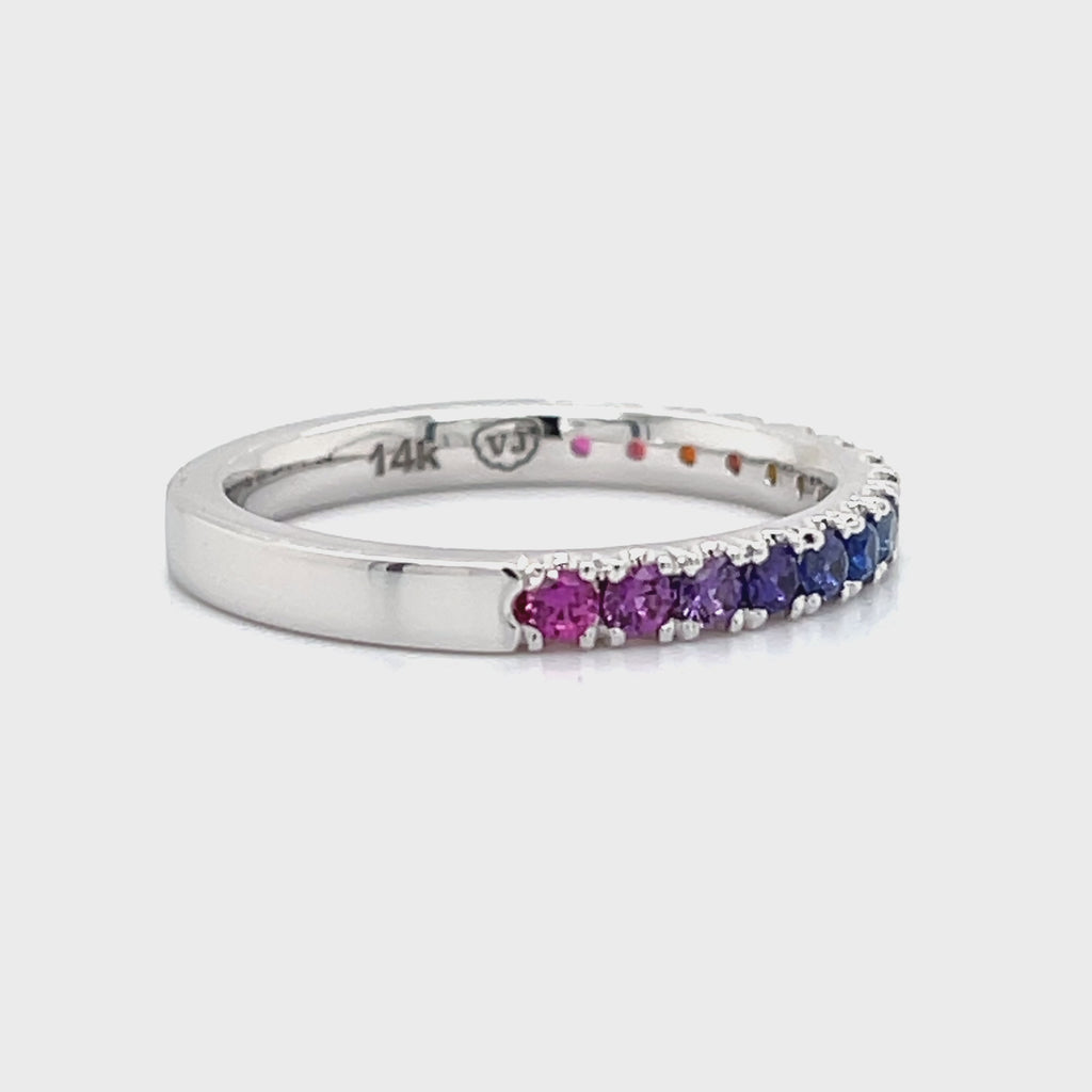 Rainbow sapphire 14kw gold ring stacker video