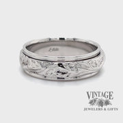 Embossed scroll 14KW gold ring band video