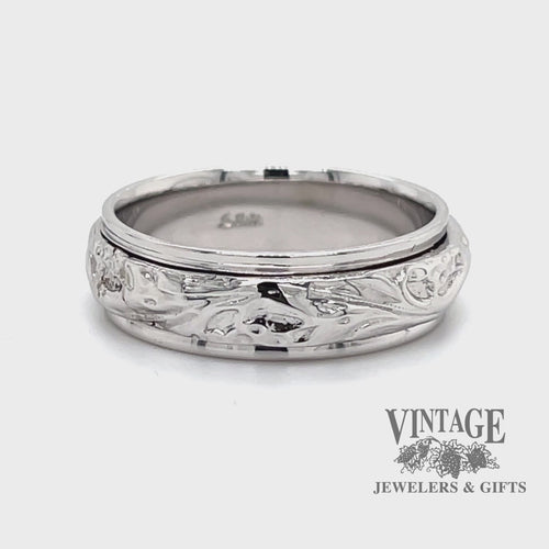 Embossed scroll 14KW gold ring band video
