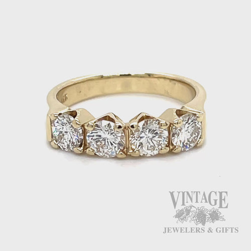 Four Stone 1.4 CTW Diamond 14k Gold Ring Video