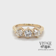 1.32 CTW natural diamond three stone 14ky gold ring video