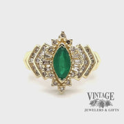 Marquise emerald and diamond 14ky gold ring video