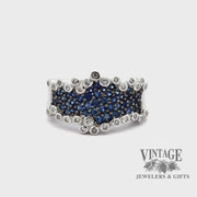 Revolving video of 14kw gold sapphire pave and diamond ring